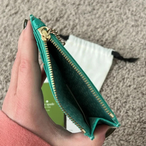 Kate Spade Bitsy Sanders Place Card Wallet in Color Lizard (Teal) with Studs - Picture 6 of 9